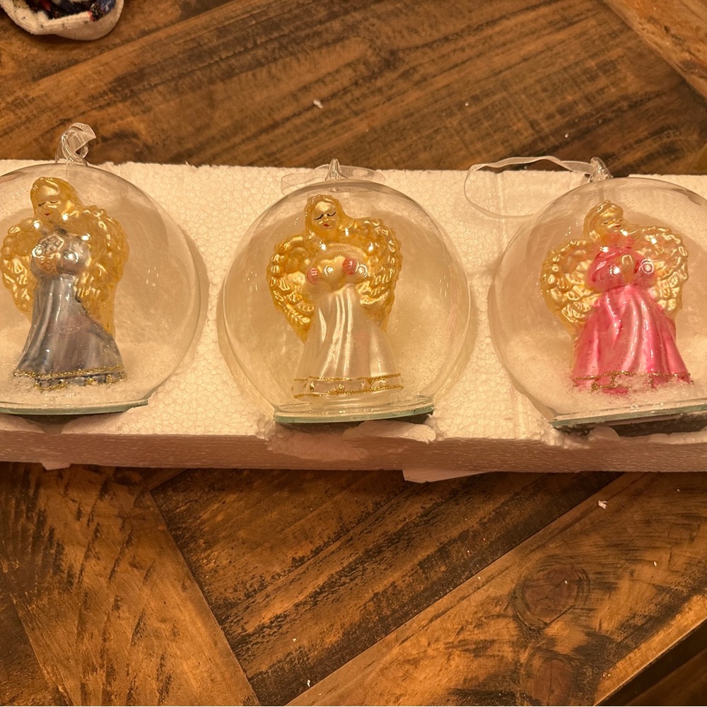 Elegant Angel Holiday Ornaments Set - Gold, Silver, and Pink